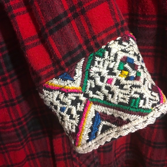 Anthropologie Holding Horses Plaid Flannel Womens Small Button Shirt Boho - Picture 3 of 6